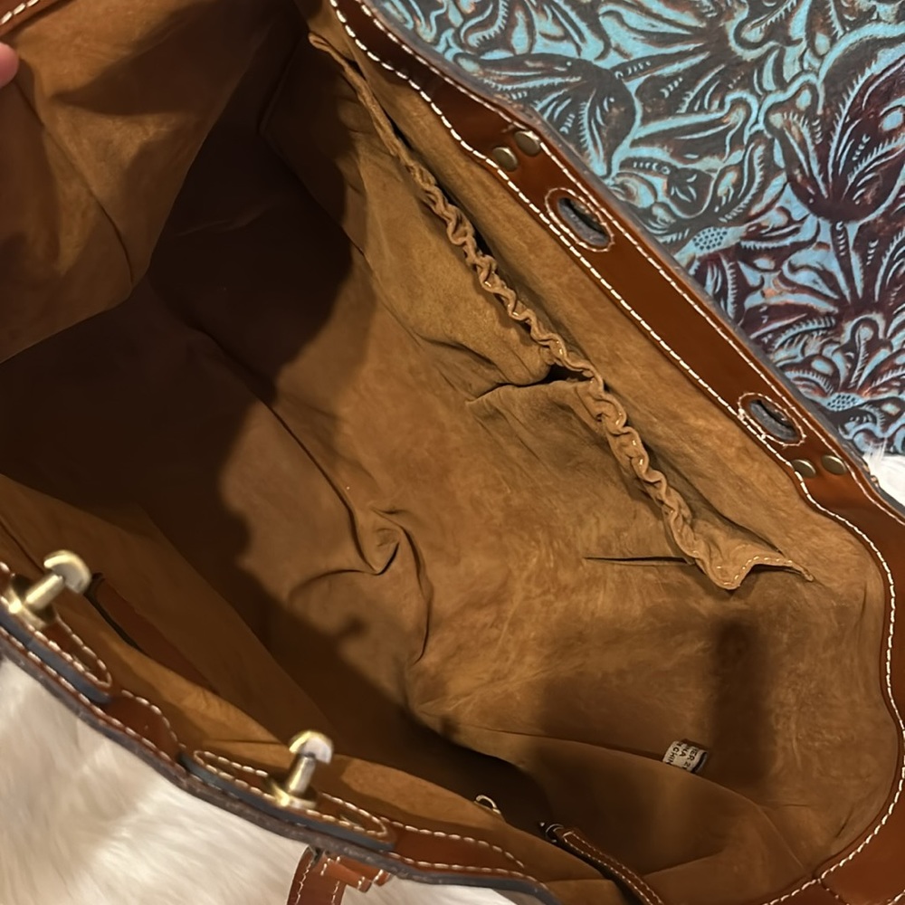 Patricia Nash Brown Leather Studded Tote with Gold Hardware - Picture 11 of 12